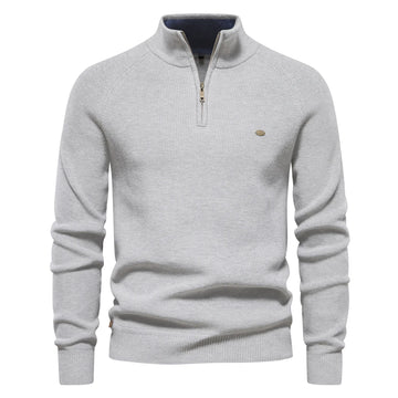 Classic Ribbed Knit Zip Pullover